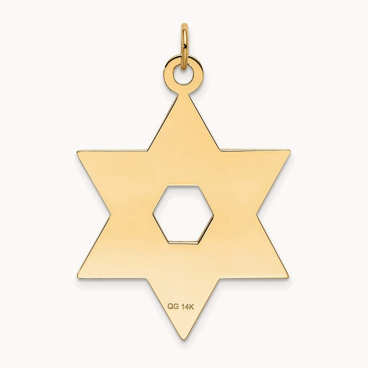 Laser Designed Star of David Pendant — 14K Yellow Gold, 41mm