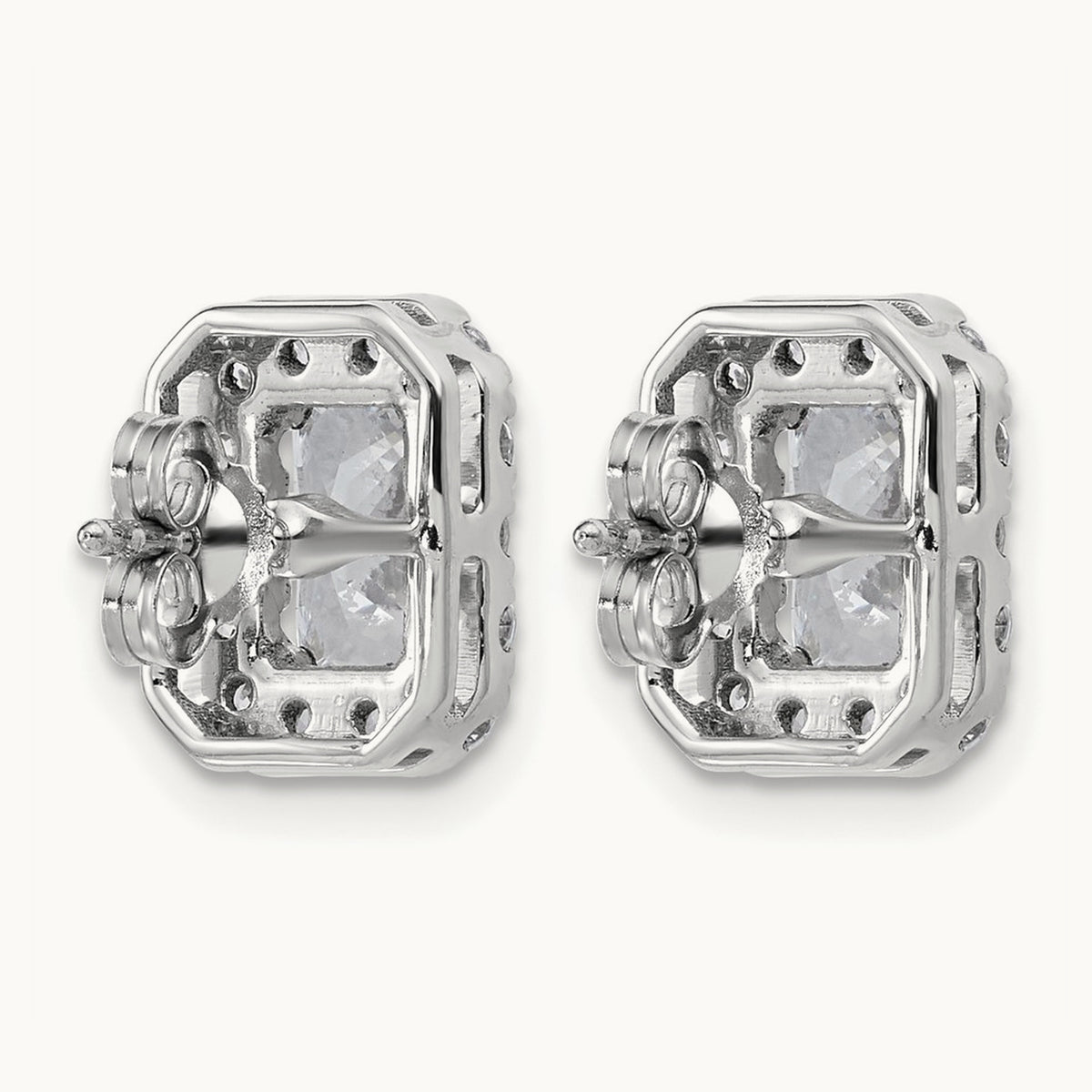 Radiant Halo Post Earrings, 0.50-8.50 ct tw Lab-Grown Diamond — 2 3/4 ct, 14K White Gold