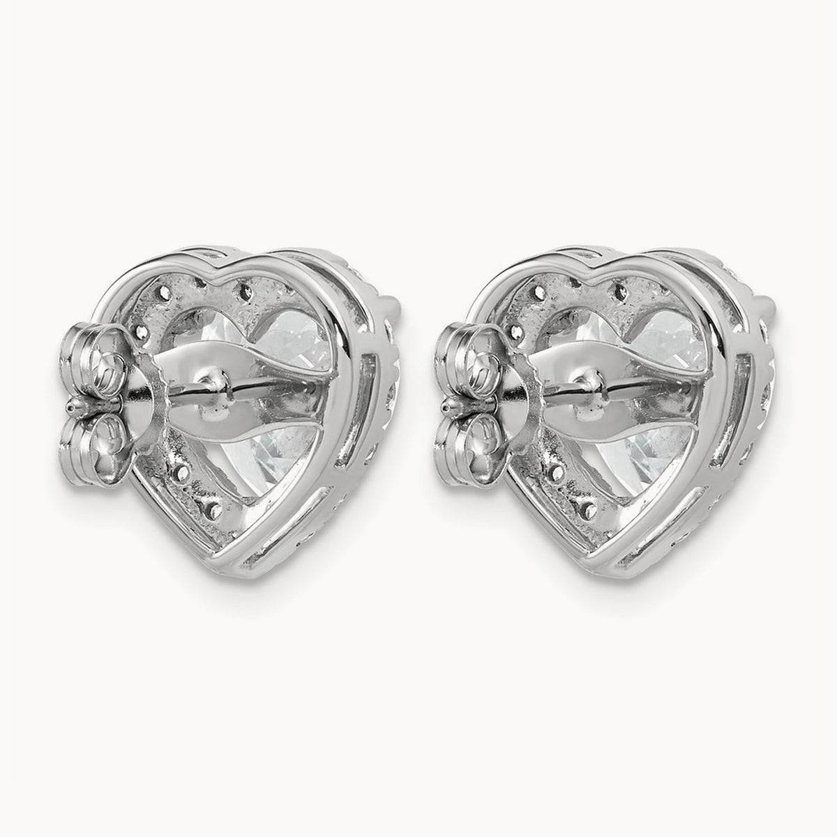 Heart Halo Post Earrings, 0.50-7.25 ct tw Lab-Grown Diamond — 4 7/8 ct, VS (Best), 14K White Gold