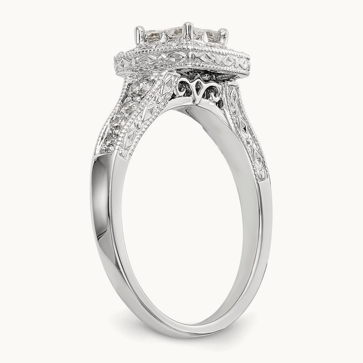 Complete Diamond Cluster Engagement Ring — photo set