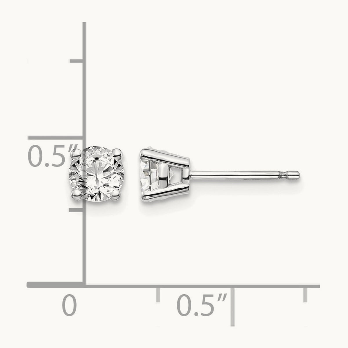Round Diamond Stud Earrings — 14K White Gold, 0.74 ct tw, I1 J-K · push back