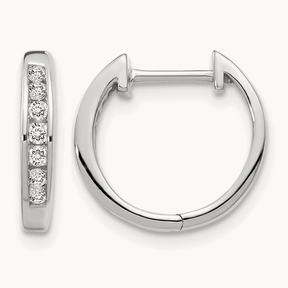 Diamond Hinged Hoop Earrings — 13mm