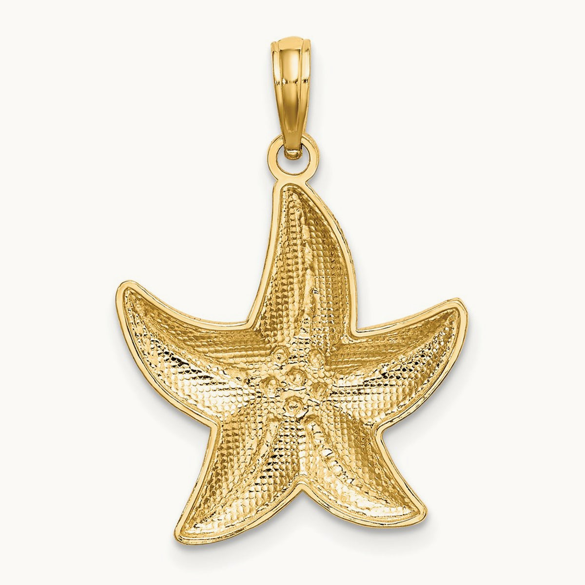 Rhodium Diamond-cut Small Starfish Charm, 14K