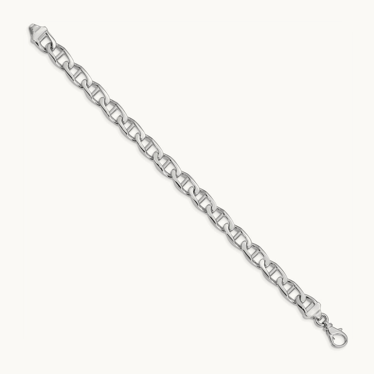 WG Hand-polished Anchor Link Bracelet, 9mm, 14K