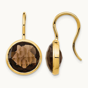Smoky Quartz Dangle Earrings, 14K