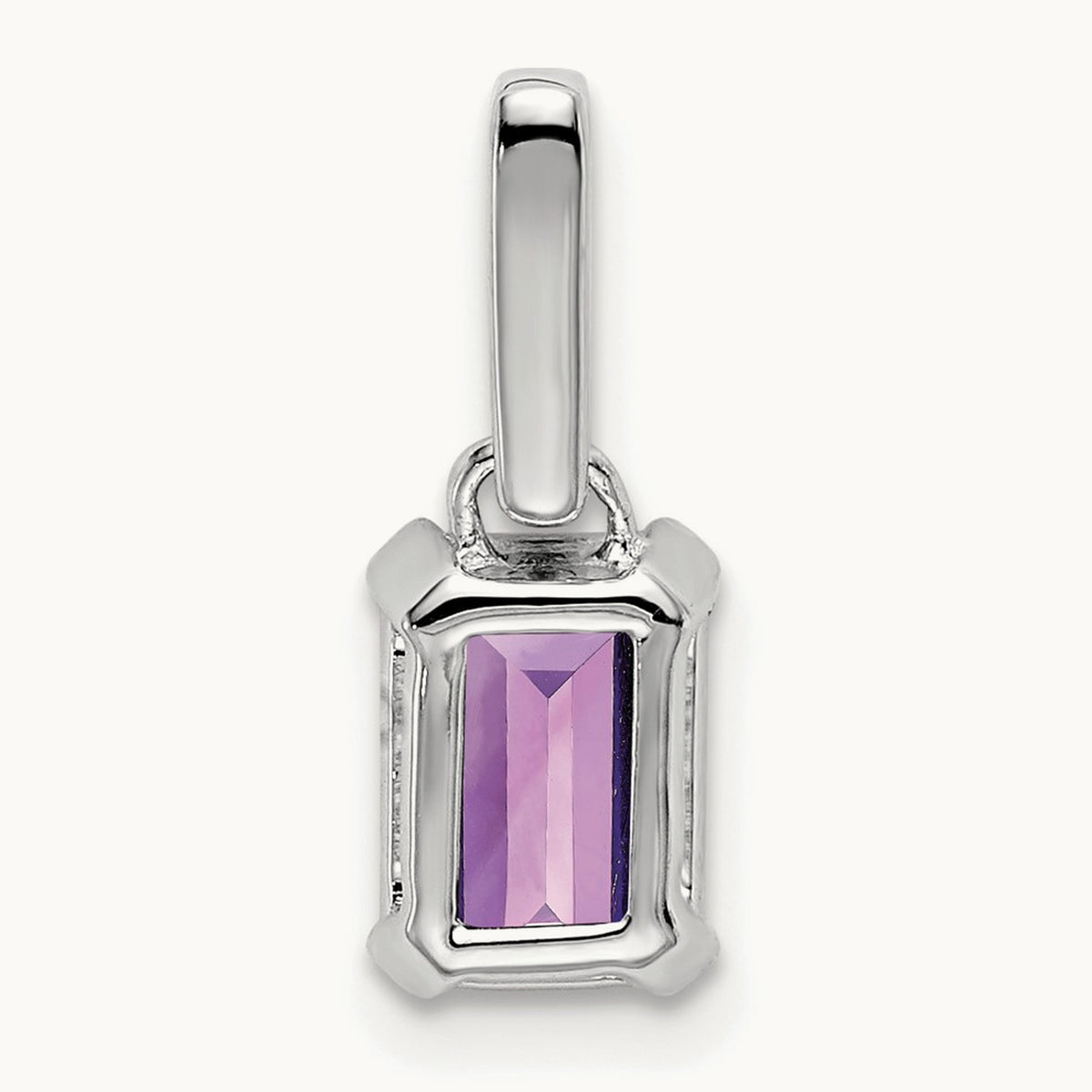 Amethyst and Diamond Pendant — 14K White Gold
