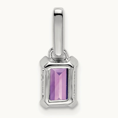 Amethyst and Diamond Pendant — 14K White Gold
