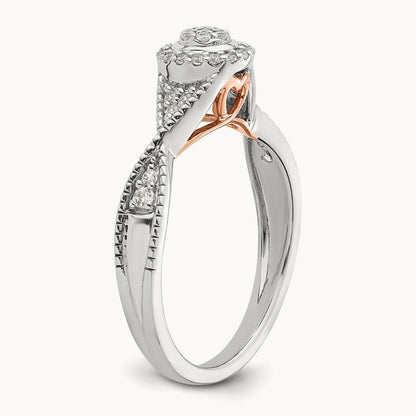 And Rose Halo Cluster Engagement Ring, 0.20 ct tw