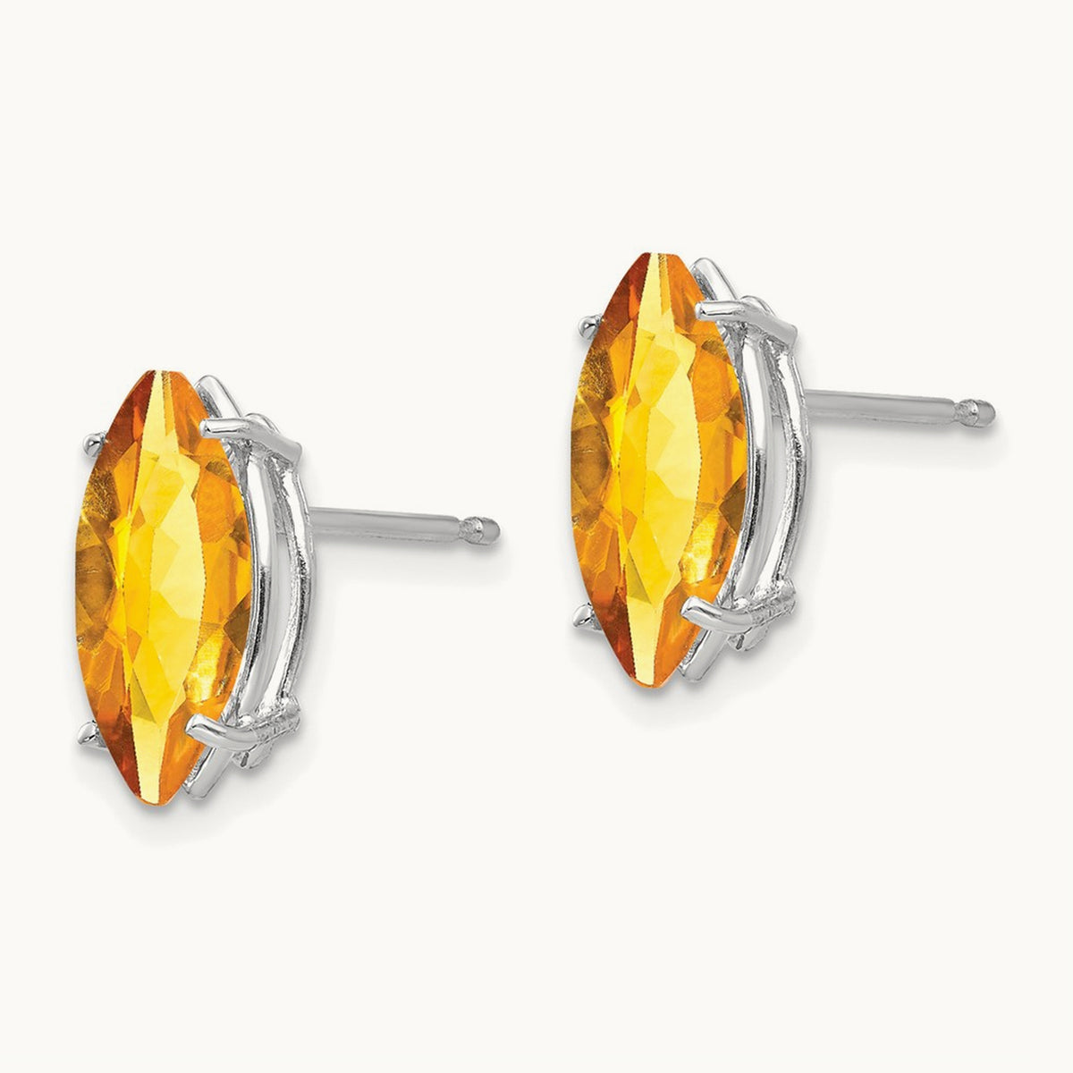 10x5mm Marquise Citrine earring, 14K White Gold