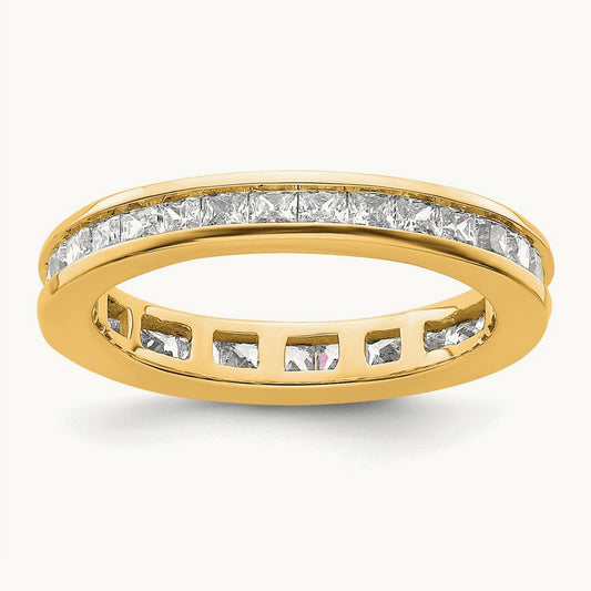 Polished Princess Channel Set Diamond Eternity Band, 1.00 ct tw, 14K Gold — 14K Yellow Gold