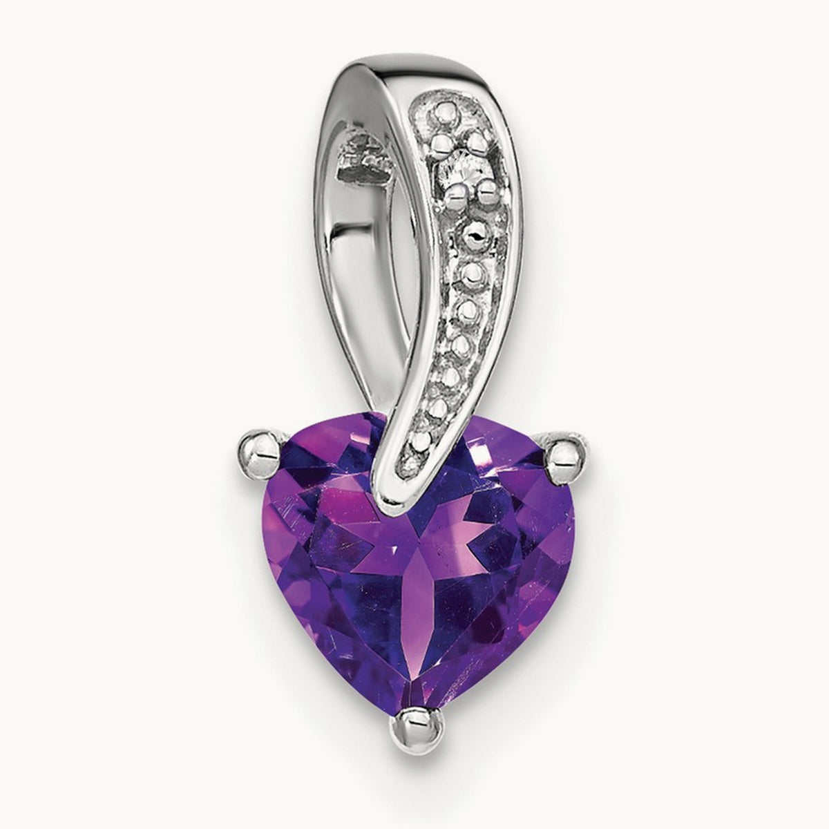 Amethyst and Diamond Heart Pendant — photo set
