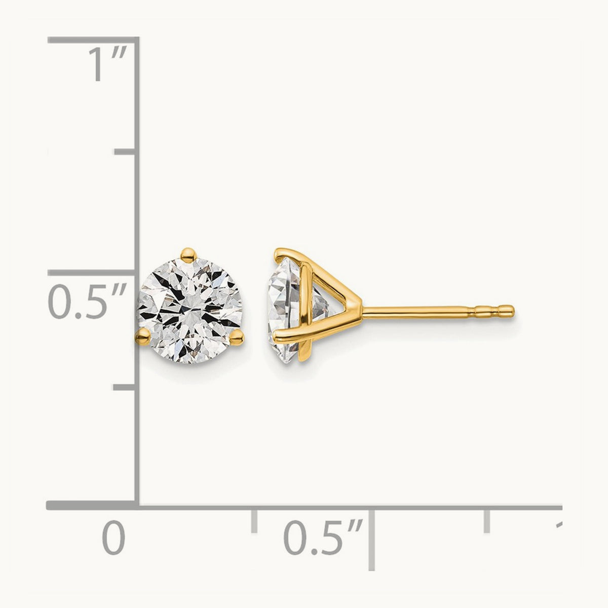 Round Stud Earrings, 0.10-6.00 ct tw Lab-Grown Diamond — 1 1/2 ct, 14K Yellow Gold