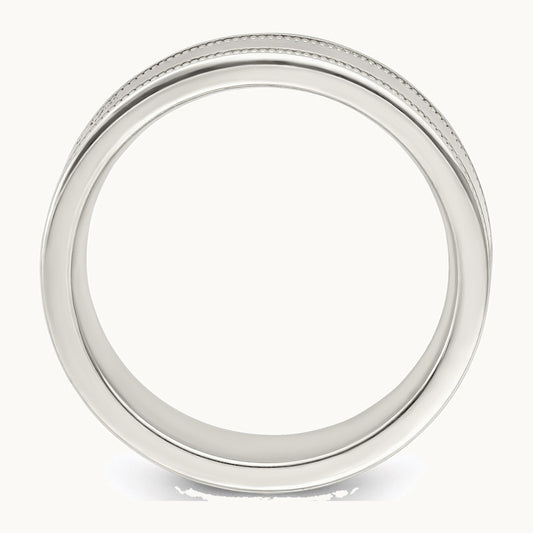 Sterling Silver 6mm Polished Flat Milgrain Grooved Edge Fancy Band
