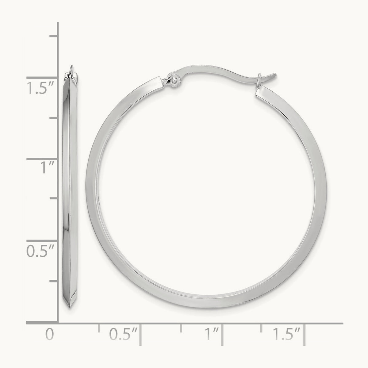Polished Hoop Earrings — 14K White Gold