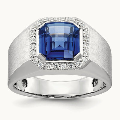 Men's Cr. Sapphire and Diamond Complete Ring — IBGoodman — photo set