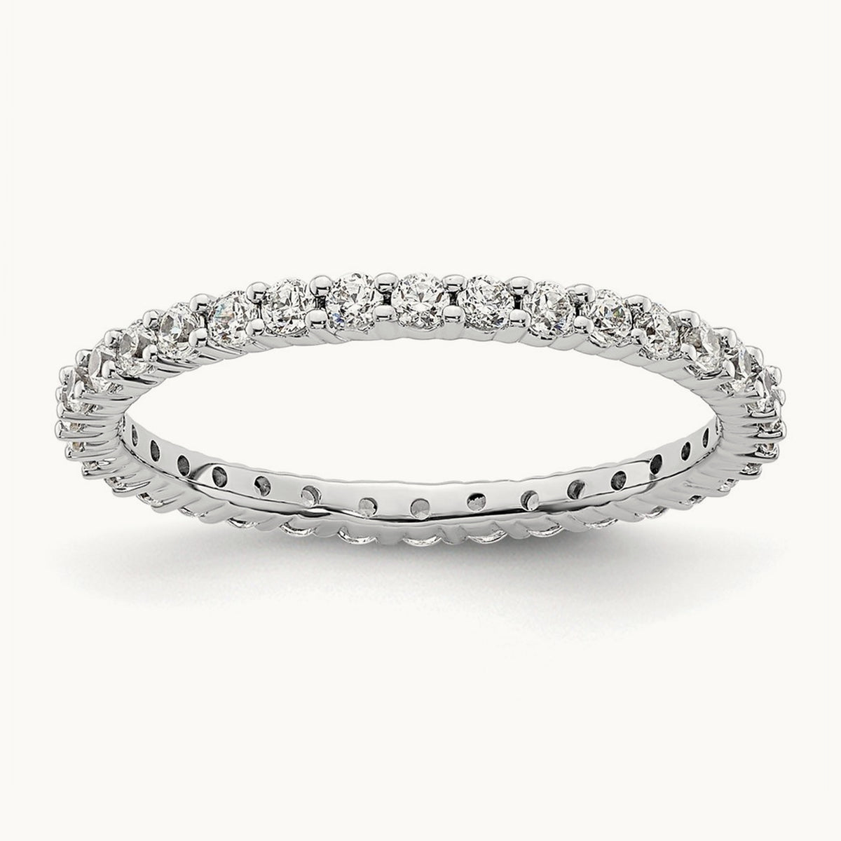 Polished Shared Prong Diamond Eternity Band — 14K White Gold, 0.5 ct (2)