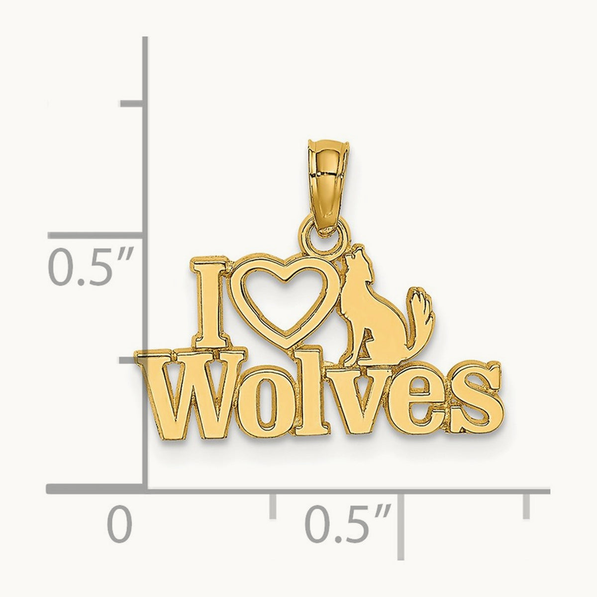 I HEART WOLVES Charm, 14K