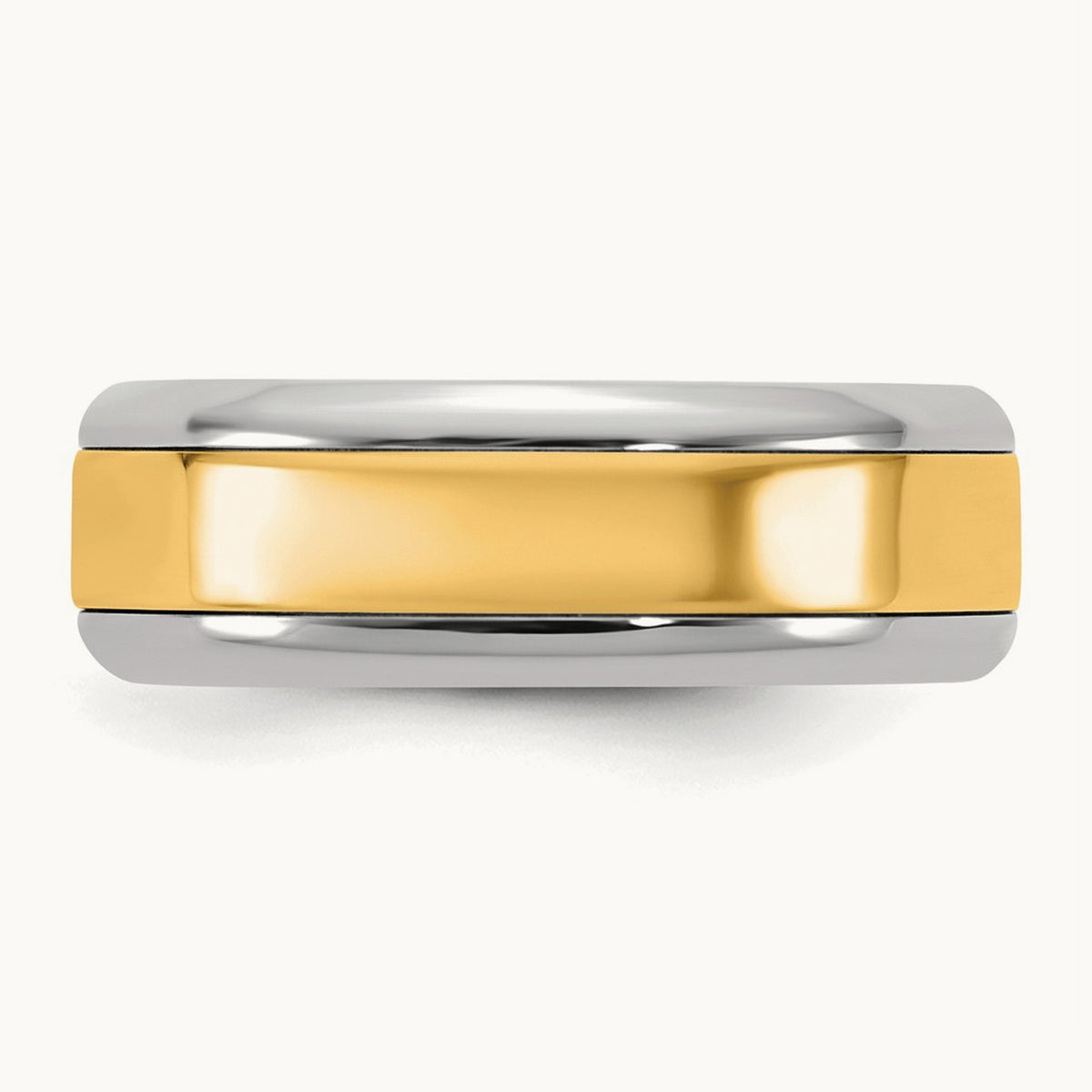 W/Y Beveled Edge Wedding Band, 7mm, 14K Two-tone