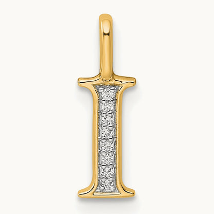Diamond Letter I Initial Pendant, 14K