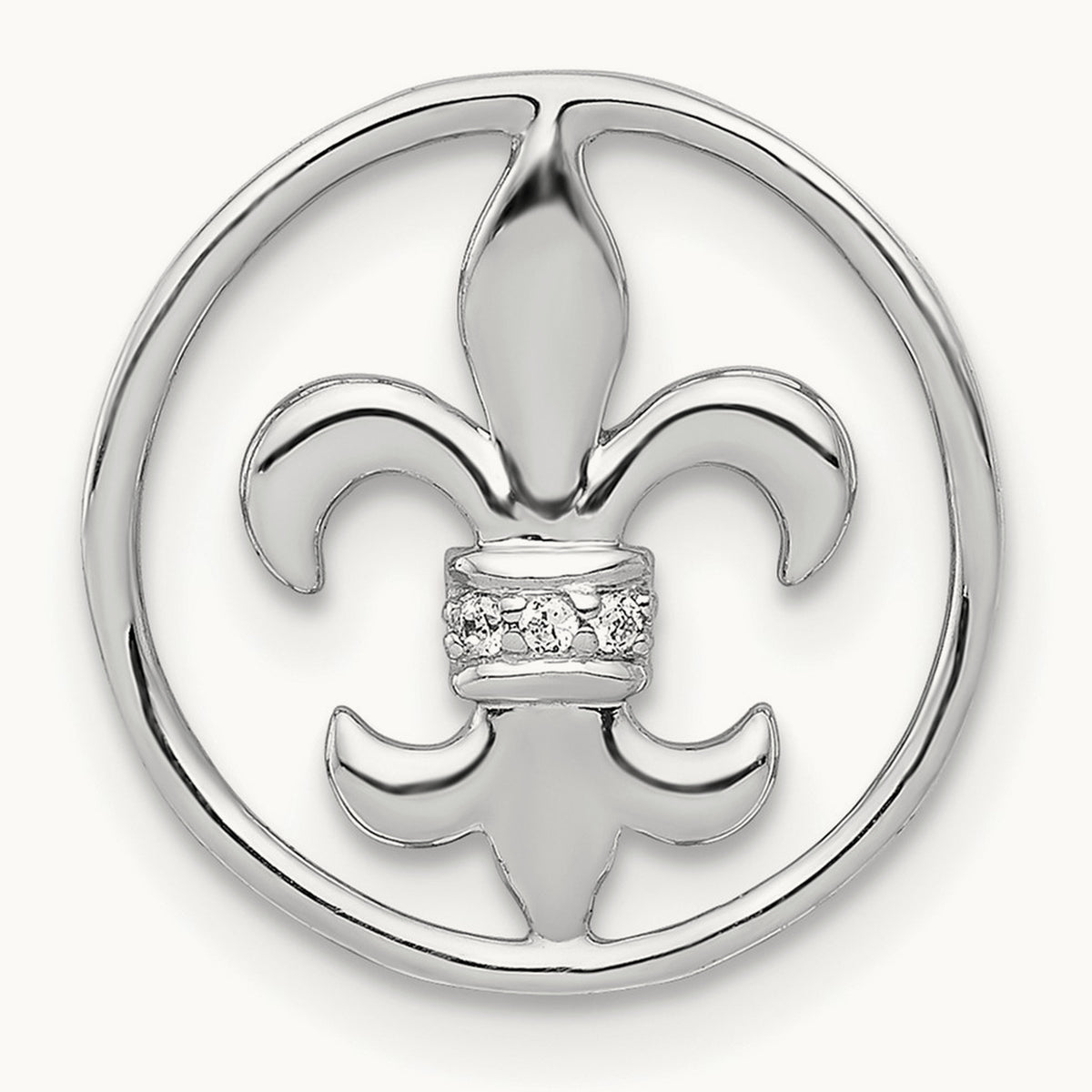 .01ct. Diamond Fleur De Lis Chain Slide, 14K White Gold