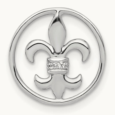 .01ct. Diamond Fleur De Lis Chain Slide, 14K White Gold