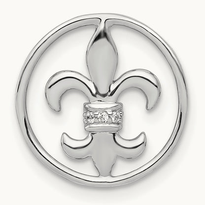 .01ct. Diamond Fleur De Lis Chain Slide, 14K White Gold