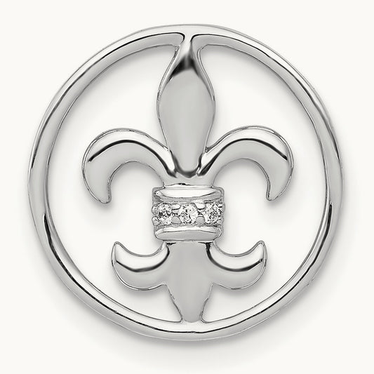 .01ct. Diamond Fleur De Lis Chain Slide, 14K White Gold