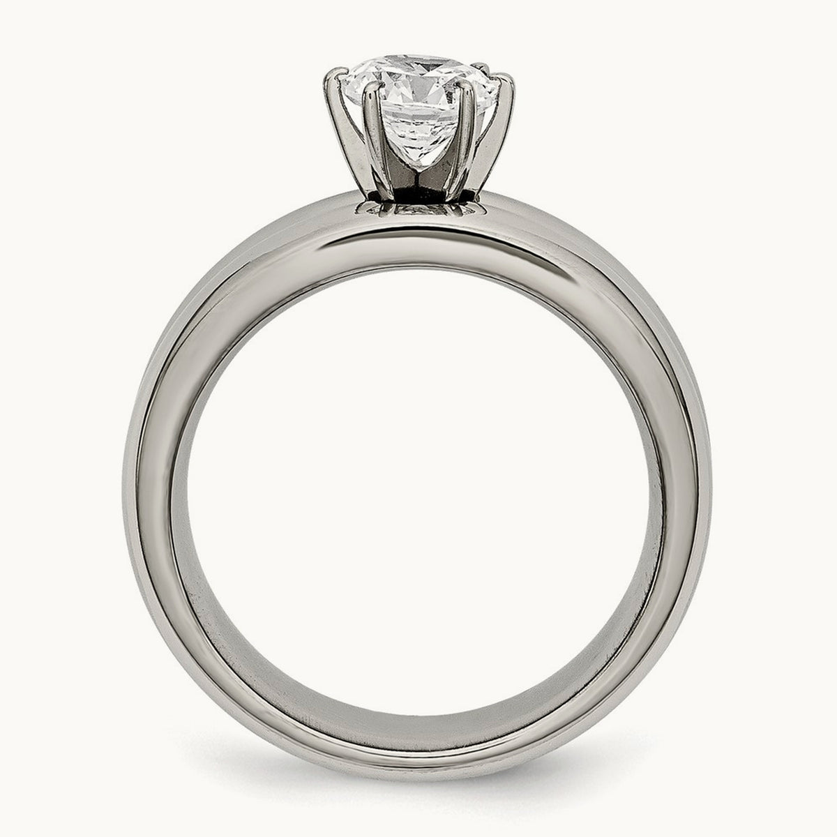 Titanium Polished with CZ Ring