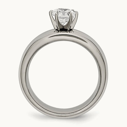 Titanium Polished with CZ Ring