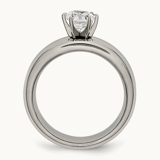 Titanium Polished with CZ Ring