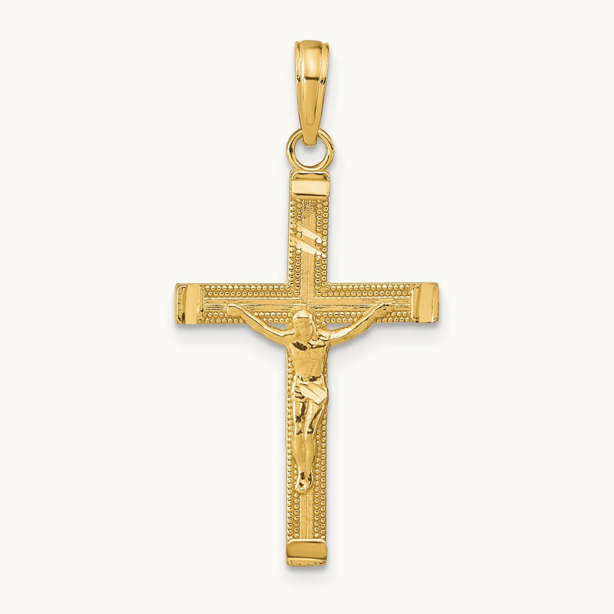 Diamond-cut Fancy Tipped Crucifix Pendant, 14K