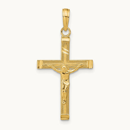 Diamond-cut Fancy Tipped Crucifix Pendant, 14K