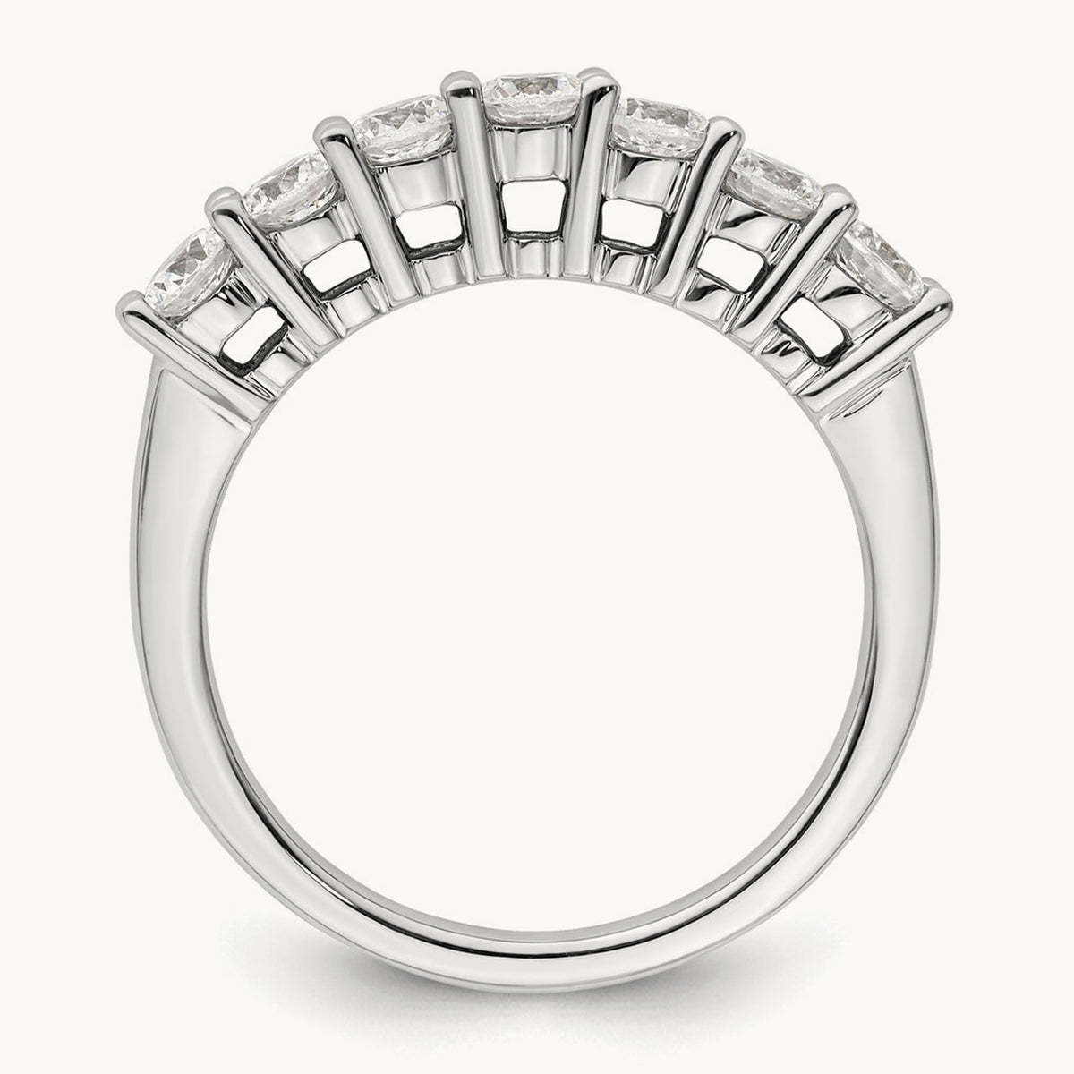 7-Stone Diamond Band, 14K White Gold