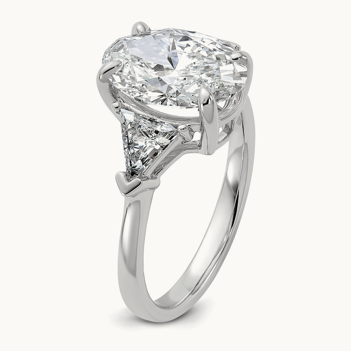 Oval & Trillion 3 Stone Engagement Ring, 1.50-4.00 ct tw Lab-Grown Diamond — 4 1/8 ct, 14K White Gold