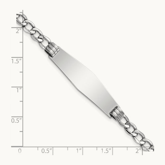 WG Polished Semi-Solid Soft Diamond Shape Cuban ID Bracelet, 14K