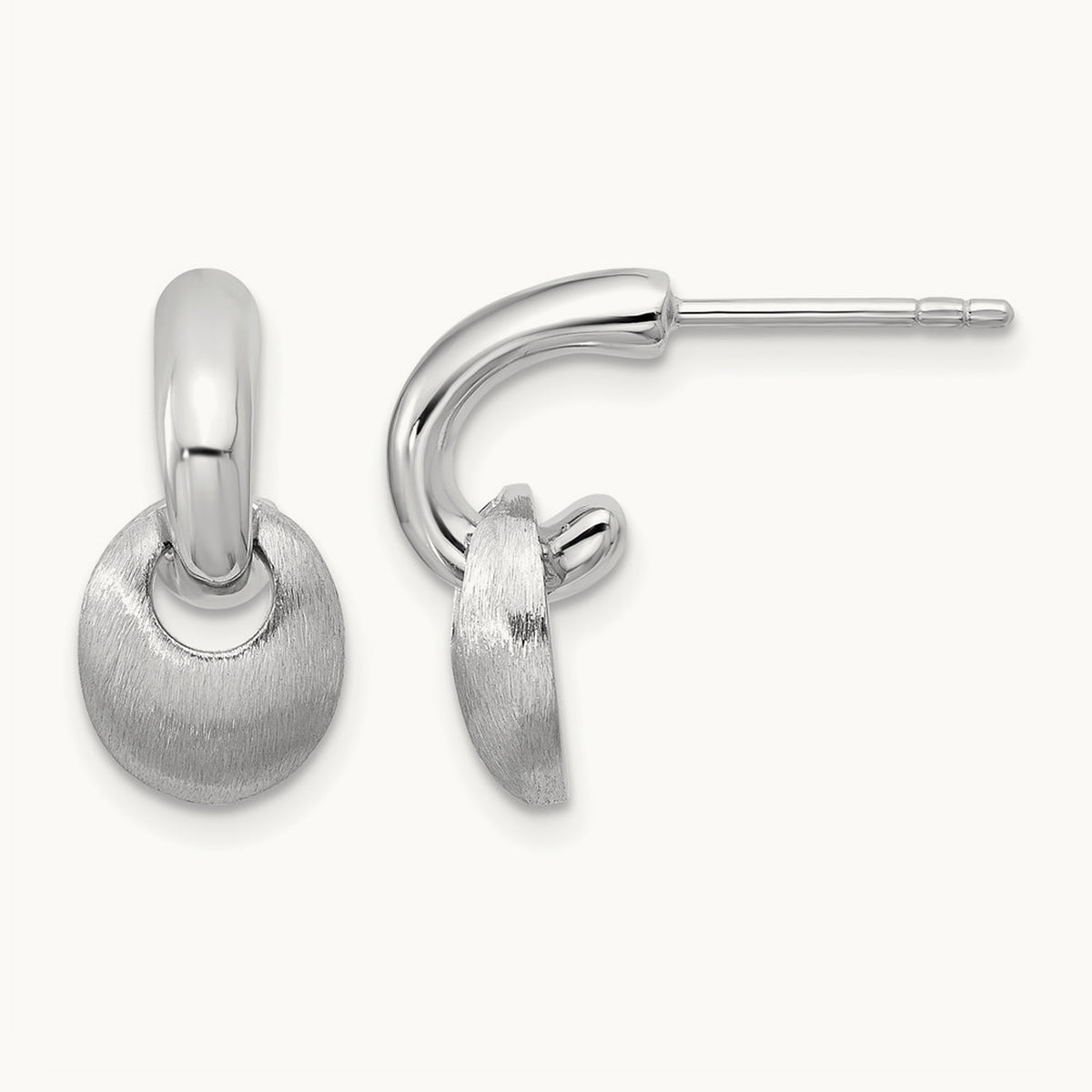 RH-plat Polish/Brush Dangle Post Earrings, Sterling Silver — Leslie's