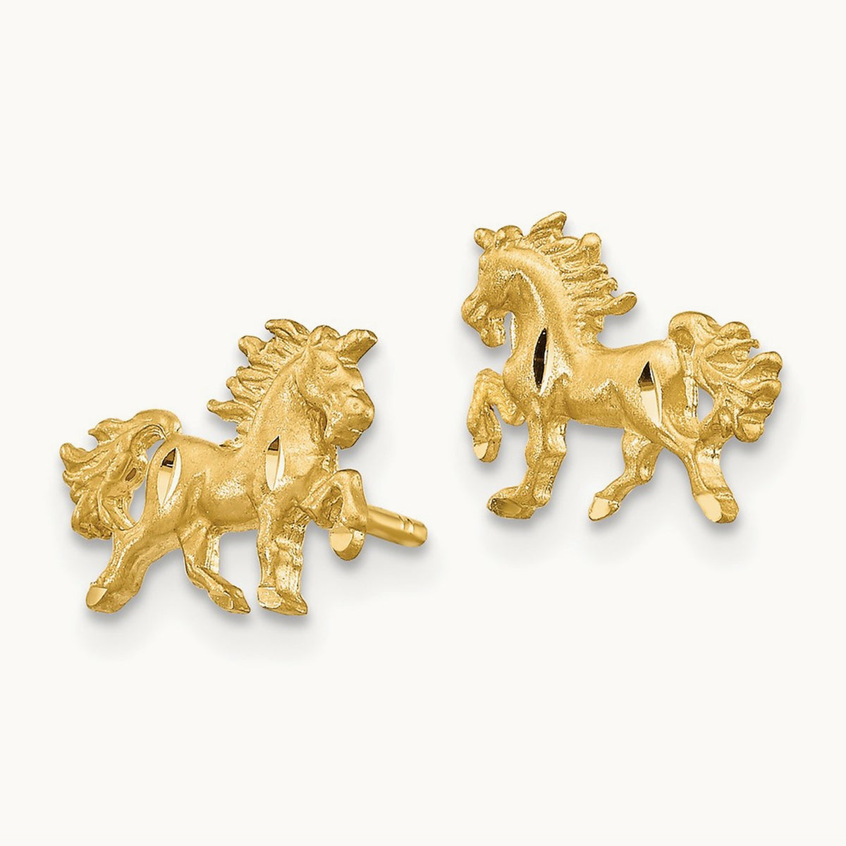 Satin Diamond-cut Unicorn Post Earrings, 14K