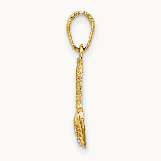 w/Rhodium Diamond-cut Humming Bird Pendant, 14K