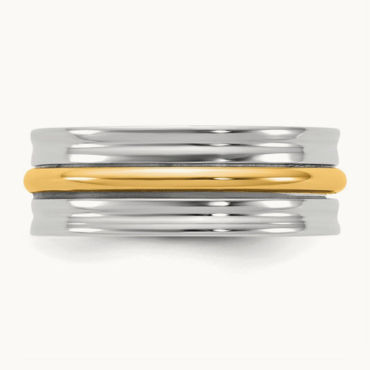 W/Y Single Banded Wedding Band, 7mm, 14K Two-tone