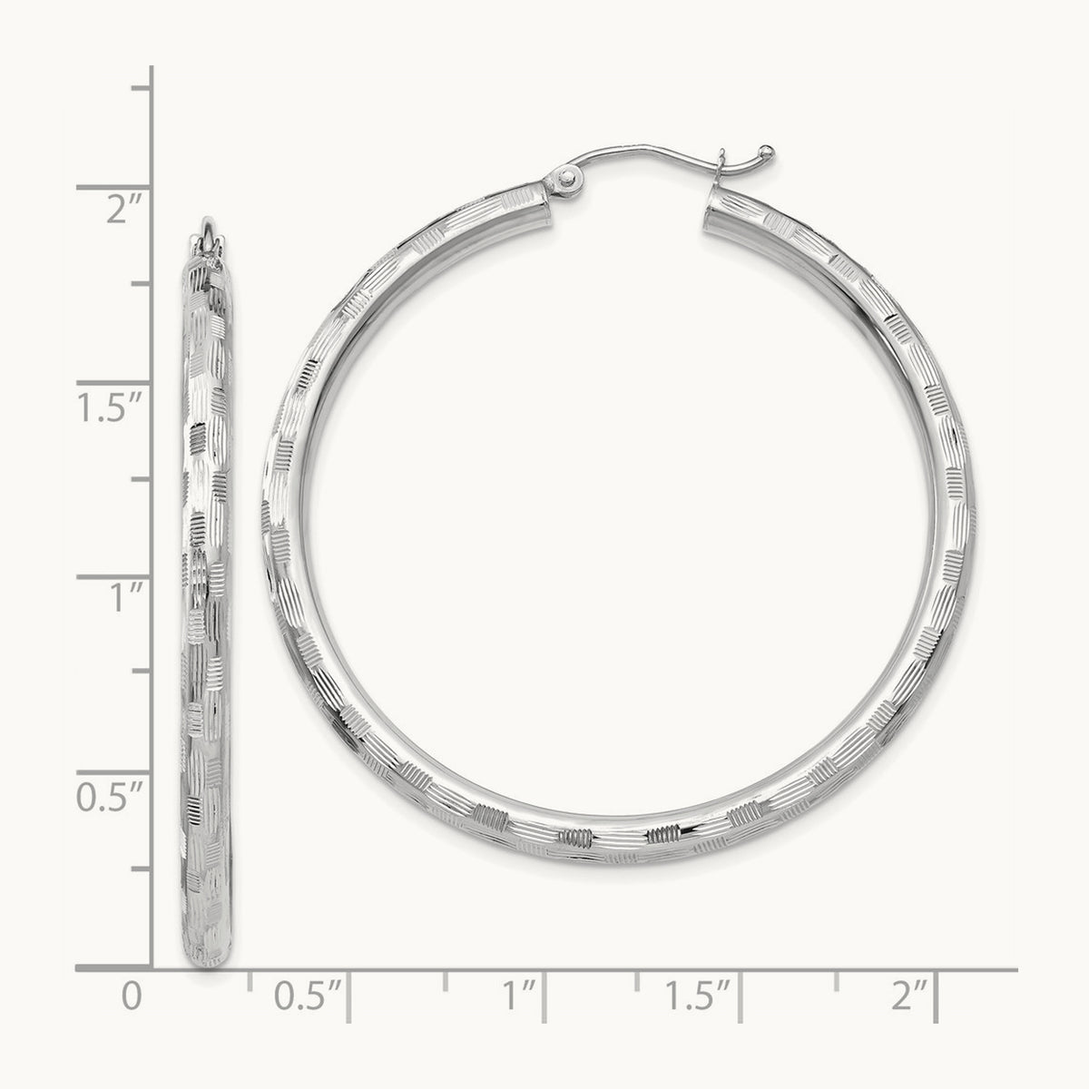 Diamond-cut Hoop Earrings, 14K White Gold