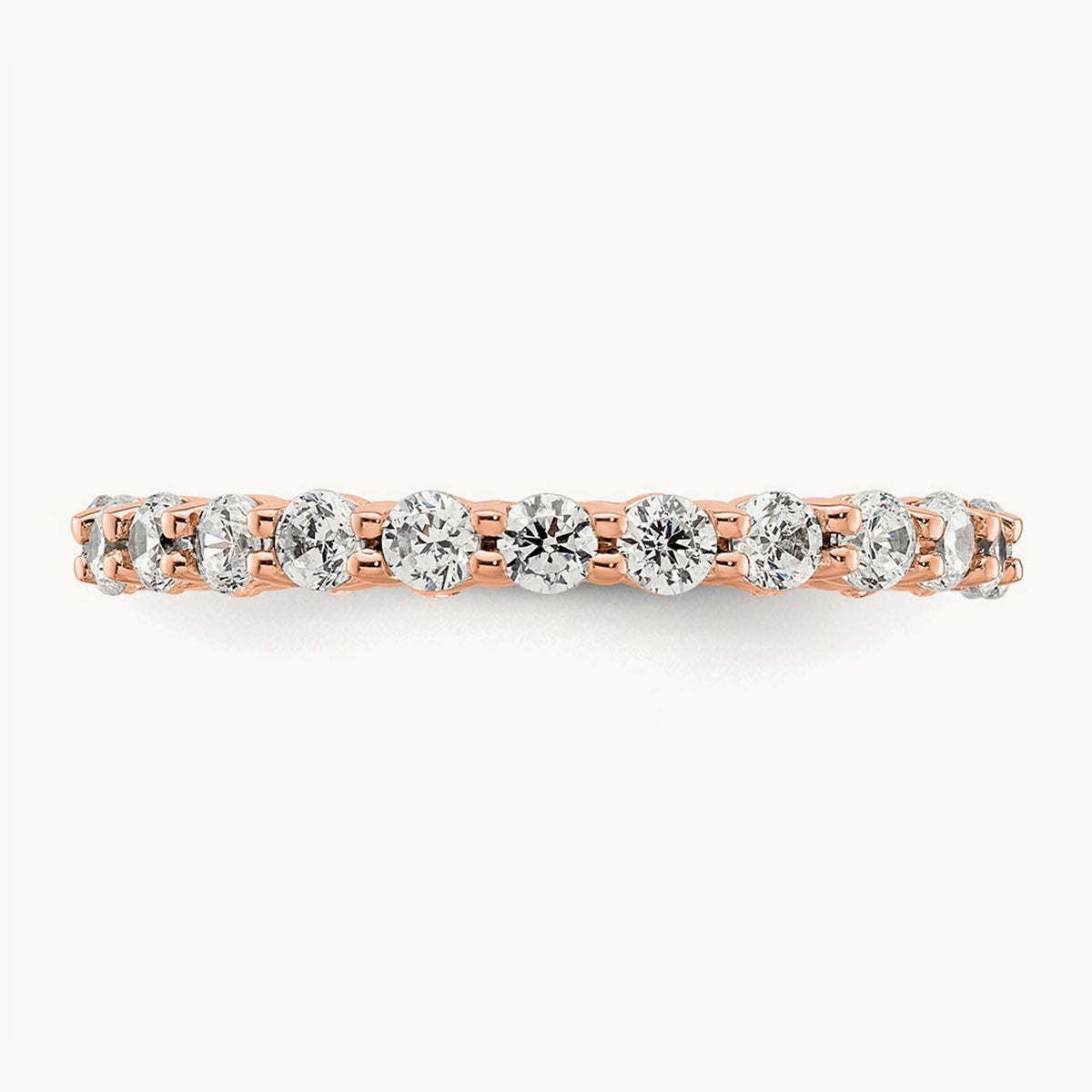Polished Shared Prong Diamond Eternity Band — 14K Rose Gold