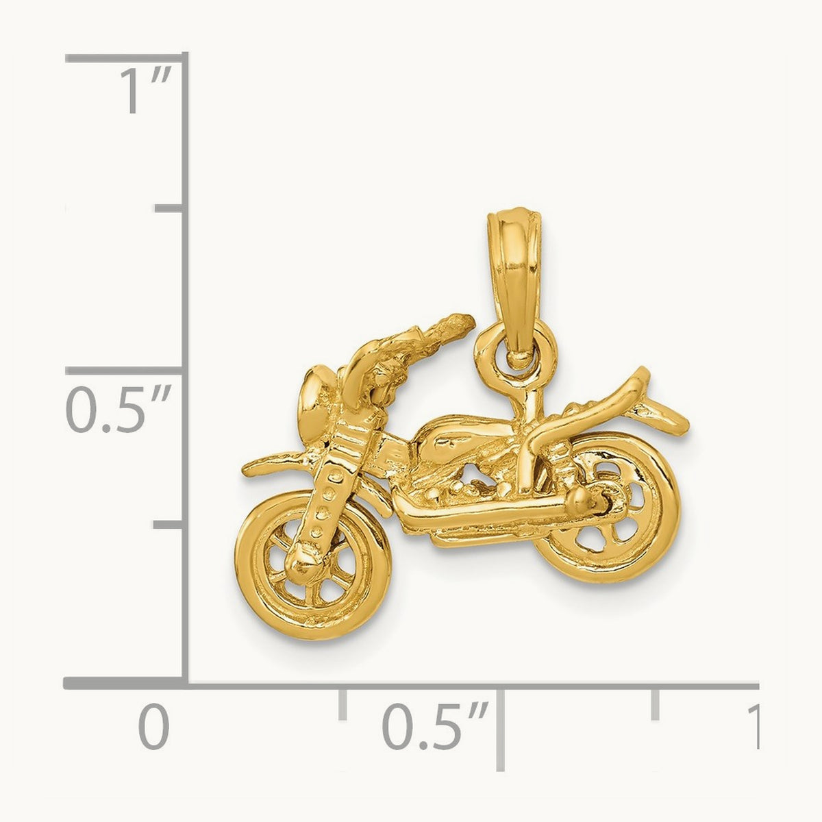 3-D Moveable Motorcycle Pendant, 14K