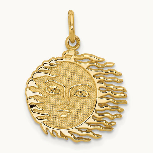 Flaming Sun Charm, 14K