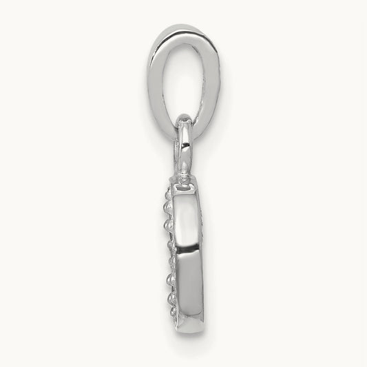 Rhodium-plated Diamond Letter O Initial Pendant, 14K White Gold