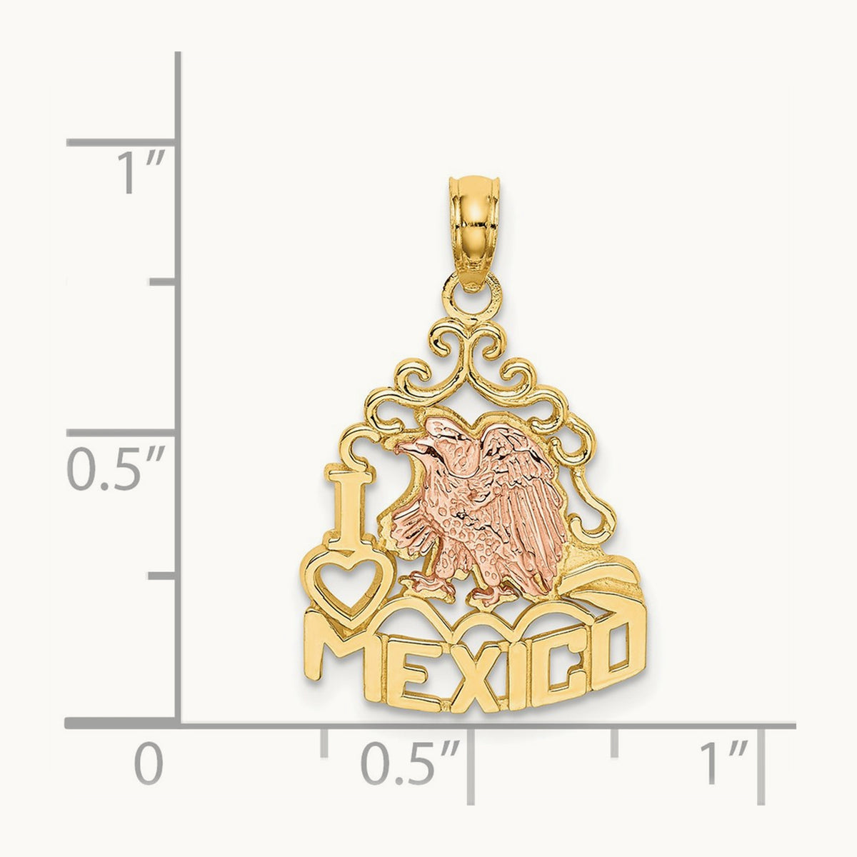 I HEART MEXICO w/ Eagle Charm, 14K Two-tone