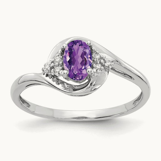 Amethyst and Diamond Ring, 14K White Gold