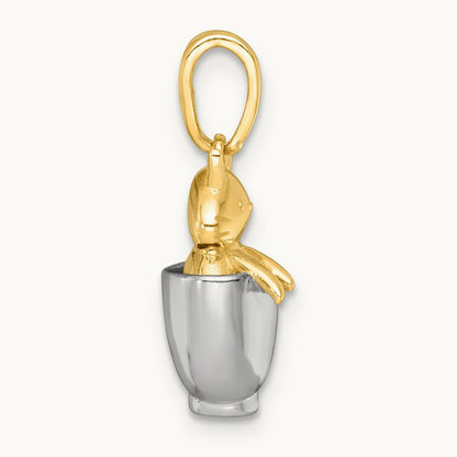 Polished 3-D Cat In Mug Charm, 14K with White Rhodium