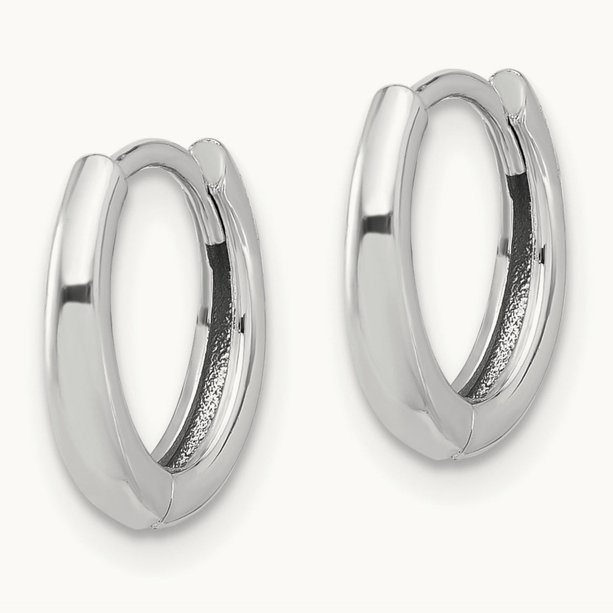 Polished Hinged Hoop Earrings — 14K White Gold