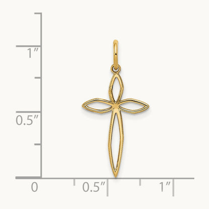 Laser Designed Passion Cross Charm, 14K