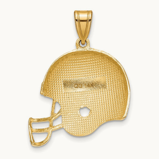 Polished Football Helmet Pendant, 14K